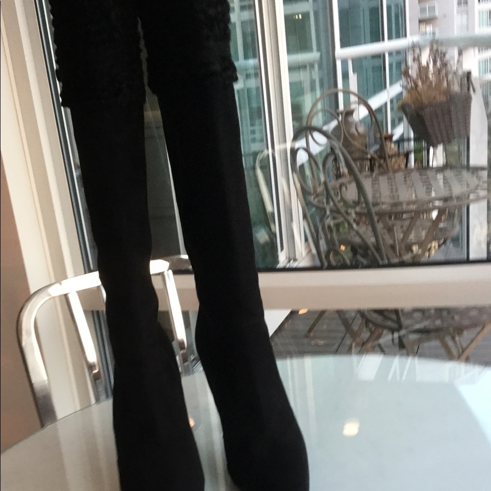 Stuart Weitzman black suede stiletto boots